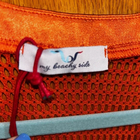 My Beachy Side Gold Flame Orange Mesh Dress Sleeveless Coverup - Picture 3 of 8